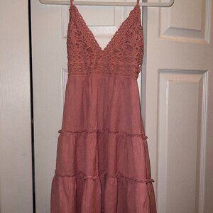 NWT Francesca's Macrame top Blush tiered dress - Size S
